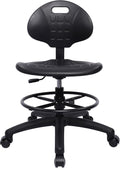 TAKE UR SEAT® Polyurethane Drafting Lab Stool Chair, 18" Adjustable Footring, 8" Adjustable Height, 450 lbs seat Capacity, Heavy Duty, Shipped Within 24 Hours Med. Bench Height (Self-Braking Caster)