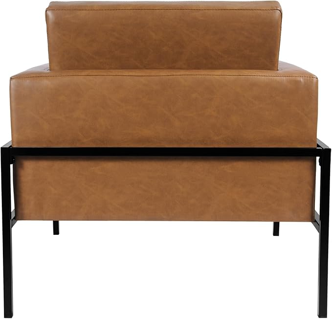 HomePop Modern Metal Frame Accent Chair|Homepop Home Décor|Accent Chairs for Living Room & Bedroom - Carmel Faux Leather