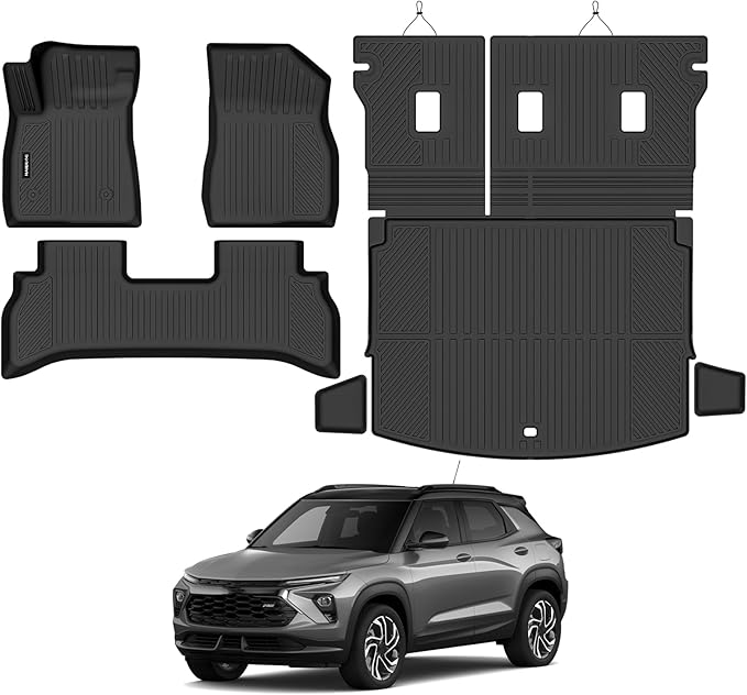 Naibeve Floor Mats for 2021-2025 2026 Chevrolet Trailblazer (Only Fit FWD) - All Weather Custom Fit for Trailblazer Floor Mats Trunk Mat with Backrest Mats (Only Fit Cargo in Upper Deck Position)