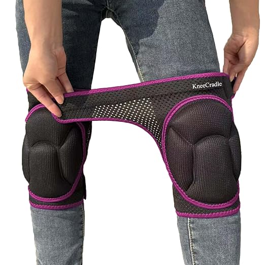 Garden Knee Pads for Working, Kneeling Pad for Cleaning, Flooring, Mechanic Work – with Adjustable Straps and Soft Foam Cushion, Protective Kneepads for Men, Women, Elderly for Christmas – Pink L