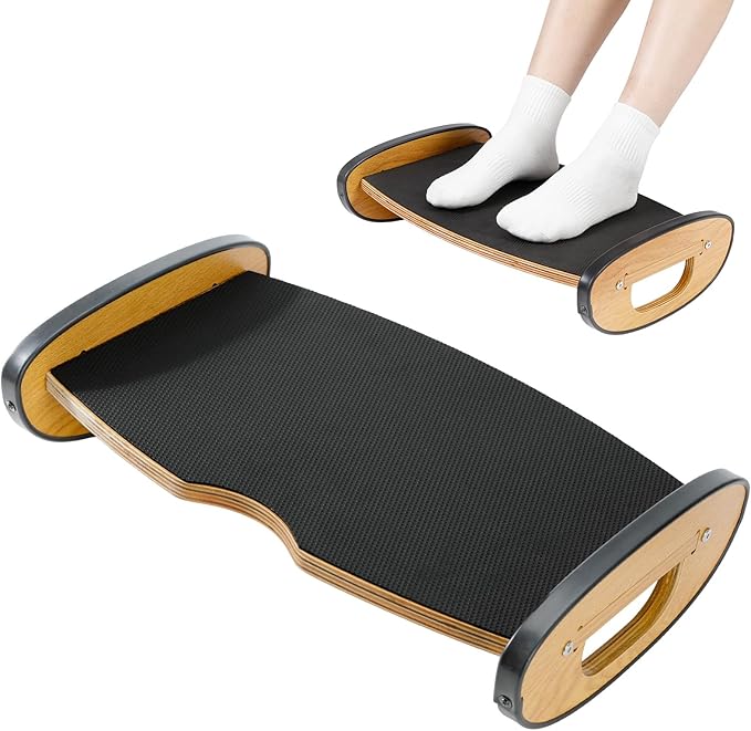 Solid Wood Foot Rest for Under Desk at Work - Ergonomic Foot Stool Under Desk,Rocking Foot Rest with All-Non-Slip Mat for Feet Support Leg Under Stools Footrest for Home Office Gaming