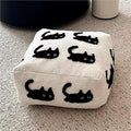 Cute Pouf Ottoman, Square Floor Cushion, Comfortable Meditation Pillow, Plush Cat Seat Cushion, Fashionable Footrest for Couch, Living Room and Bedroom