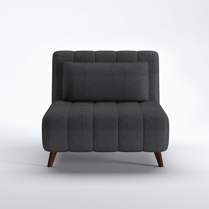 Artdeco Home 40" W Convertible Futon Chair with Matching Pillow(s) for Small Space Living Room and Apartment (03 Charcoal)