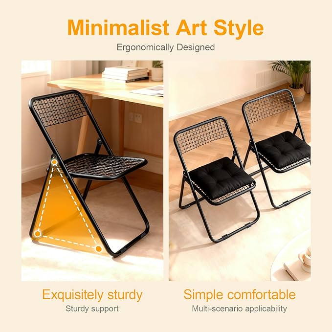 6 Pack Folding Chair,Balck Color,Single Piece,Foldable Space - Saving Design for Indoor/Outdoor Use