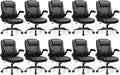 Leather Office Chair, PU Home Computer Desk Chairs with Ergonomic Back Support, 360°Swivel Free, Small Gaming Chair with Wheels and Adjustable Armrests, for Short People Use
