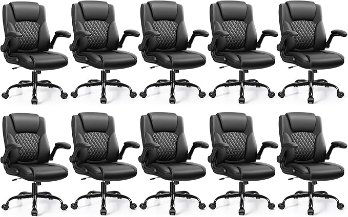 Leather Office Chair, PU Home Computer Desk Chairs with Ergonomic Back Support, 360°Swivel Free, Small Gaming Chair with Wheels and Adjustable Armrests, for Short People Use