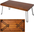 Sleekform Folding Wooden Coffee Table - Collapsible 20x40 Light Wood Mini Desk - Lightweight Foldable Coffee Table for Small Spaces - Fold Up Hairpin Legs - Walnut Wood Finish