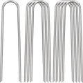 FAAYUCK 12 Inch Landscape Staples, 12/25/50/100 Pack Galvanized Garden Stakes, Heavy Duty 8 Gauge U-Shaped Ground Stakes for Weed Barrier Fabric, Irrigation Tubing, Fence, Outdoor Decorations