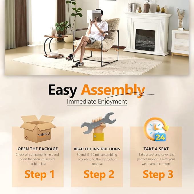 VINGLI 28" Wide Plush Upholstery Sling Modern Accent Chair Set of 2, Cute Reading Armchair with Removable Seat Cushion & Tan Microfiber Seat Base, Lazy Chair for Bedroom & Lounge, Beige