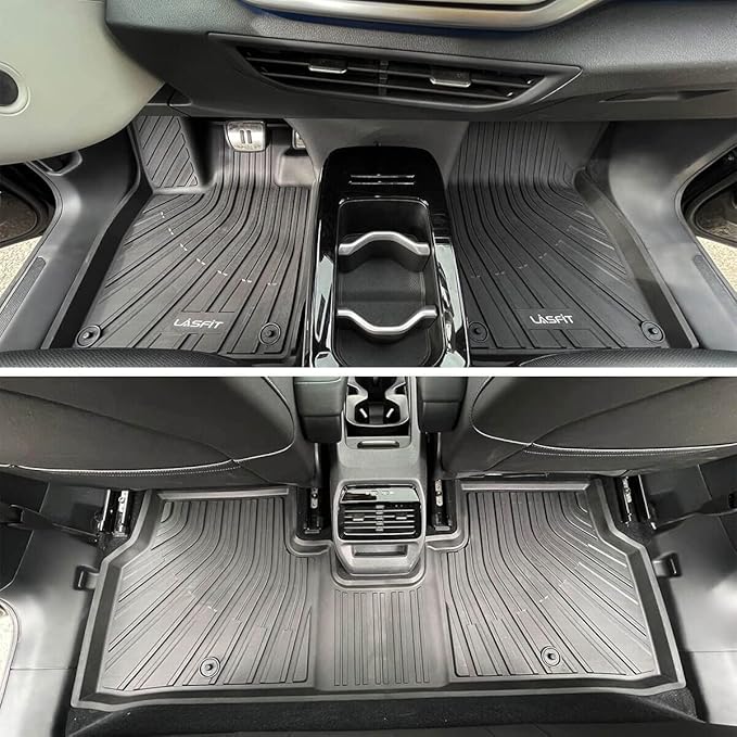 LASFIT Floor Mats Fit for Volkswagen ID.4 2021-2026, Custom Fit TPE All Weather Waterproof Floor Liners 1st & 2nd Row Car Mats, Black