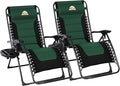 Colegence Oversized Padded Zero Gravity Lounge Chair Set of 2, Foldable Patio Anti Gravity Reclining Chairs Folding Lawn Recliner with Cup Holder for Yard, Camping, Outdoor, Support 350 LBS, Green