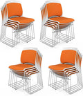 VINGLI Stackable Chairs Set of 20, Stacking Office Chairs with Metal Sled Base, Ergonomic Plastic Padded Seat & Back, Capacity 350lbs, Stacking Chairs for Waiting Room Break Room Banquet Guest, Orange