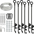 hannger 6 Pcs 30" Long Ground Anchors Shed Anchors Kit with 3/16" Galvanized Cable & Turnbuckles & Carabiners, Heavy Duty Earth Anchors for Sheds Trees Trampoline Greenhouse Swing Set Tent.