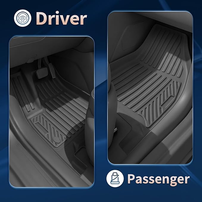 Floor Mats for 2024-2026 Chevrolet Chevy Traverse & for 2024-2026 GMC Acadia & for 2025-2026 Buick Enclave Accessories 7-Seat Bucket Chairs All Weather TPE Cargo Mat with Backrest Mat Black