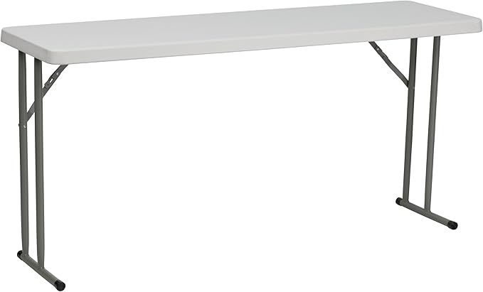 EMMA + OLIVER 5' Rectangular Plastic Folding Table, Long Plastic Foldable Table for Residential Indoor/Outdoor Events, White | Folding, Training/Seminar