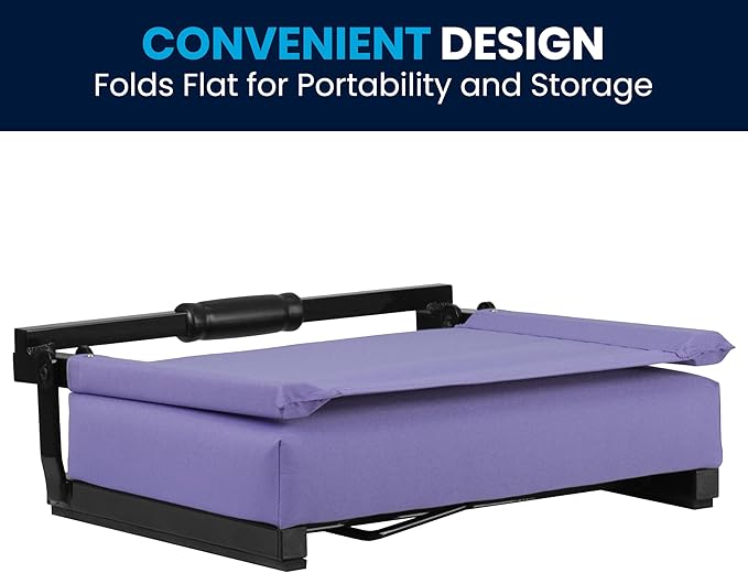 Flash Furniture Grandstand Portable Stadium Seat for Bleachers or Benches, Folding Padded Stadium Chair with Carrying Handle, 500 lb. Weight Capacity, Purple