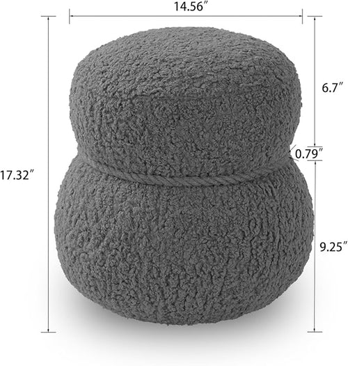 14.56" Snowman Shape Ottoman, Small Foot Stool, Cute Teddy Pouf Footrest, Foot Rest for Couch Sofa, Modern Soft Round Boucle Ottoman Under Desk for Living Room,Apartment,Small Space (Green)