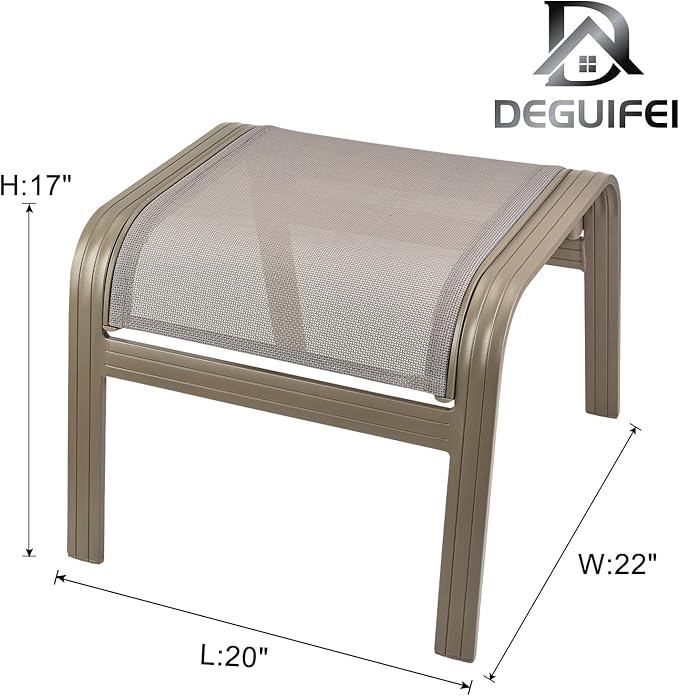 Deguifei Outdoor Ottoman Patio Footstools Assembled Aluminum Footrest Side Table Small Chair Patio Ottoman for Garden,Balcony,Poolside 2 Set Champagne
