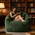 Giant Bean Bag Chair for Adults and Kids Oversized Faux Fur Shell-Shaped BonelessBeanBag Couch Filler with Memory FoamStuffed Big Accent Sofa for Living Room, Bedroom & Dorm (Green)