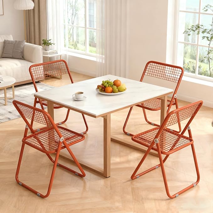 10 Pack Folding Chair,Orange Color,Single Piece,Foldable Space - Saving Design for Indoor/Outdoor Use