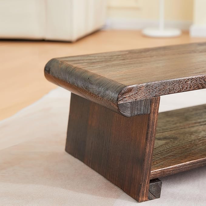 Folding Altar Table, Japanese Low Table for Sitting on the Floor, Wooden Meditation Table, Tea & Coffee Table, Brown, 26.7'x13.6'x11'