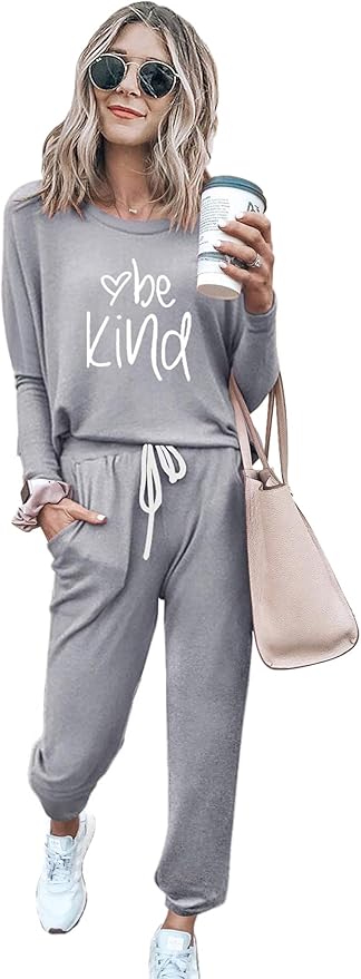 PRETTYGARDEN Women Fall 2 Piece Lounge Outfit Long Sleeve Tops High Waisted Jogger Pants Set Spring Travel Clothes Tracksuit
