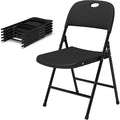 Folding Chairs, Plastic Foldable Chair, Outdoor Plastic Sturdy Metal Folding Chairs, Heavy Duty Foldable Commercial Seating for Picnic, Party, Patio 6 Pack Black