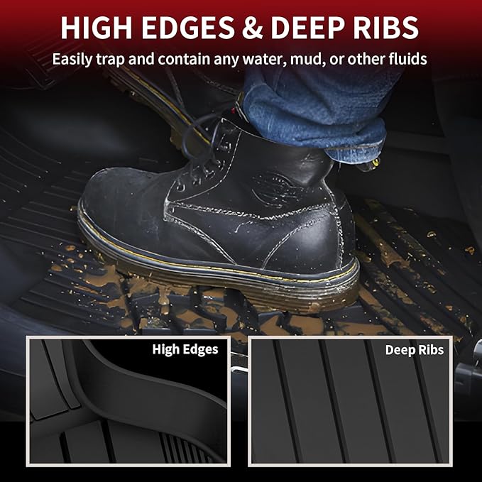 LASFIT Floor Mats Fit for BMW X3 2018-2024/ BMW X4 2019-2024, Custom Fit TPE All Weather Waterproof Floor Liners Front & Rear Rows Car Mats for 30i M40i 30e M40i xDrive30i, Black