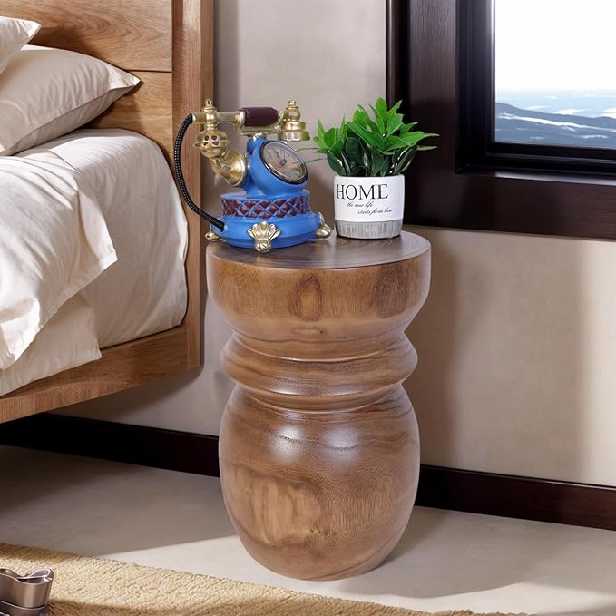 Athaliah Handcrafted Tree Stump Accent Table, Small Solid Paulownia Wood Stool, Side Table & End Table, Rustic Farmhouse Natural Wood Decor for Living Room, Bedroom, Patio, Balcony