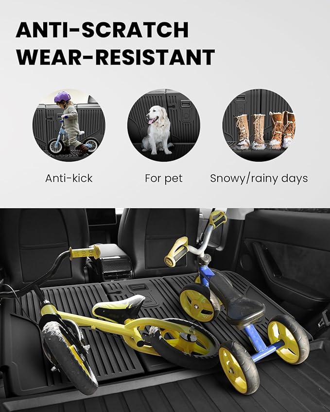LASFIT Premium Extra Thick Rear Seat Back Covers for Tesla Model Y 2025/2024/2023/2022/2021/2020 | TPE Custom Fit Waterproof Model Y Accessories 5/7 Seater Second Row Back Seat Protector Mat Liner