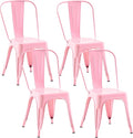 Metal Dining Chairs Set of 4,Stackable Tolix Chair Indoor/Outdoor for Kitchen,Cafe,Restaurant,Bistro & Patio Multiple Colors(Pink)