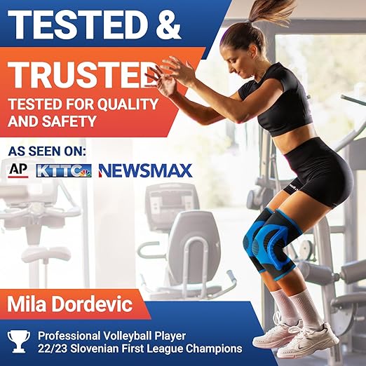 DR. BRACE ELITE Knee Brace with Size Stabilizer (2 Pack) Knee Brace for Women & Men, Workout, Sports, Daily Knee Compression Sleeve for Maximum Knee Pain Support & Fast Recovery (Neptune, X-Large) 2