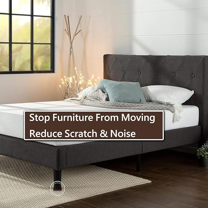 5x5 Square Rubber Furniture Caster Cups, Anti-Sliding Furniture Pads Bed Stopper Floor Protectors with Grip - Protect Any Flooring