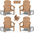 nevilywood Compact Stackable Adirondack Chairs Set of 4, 26.3" Wide HDPE Outdoor Patio Chairs - Durable, Space-Saving Design for Porch, Lawn or Garden, Teak