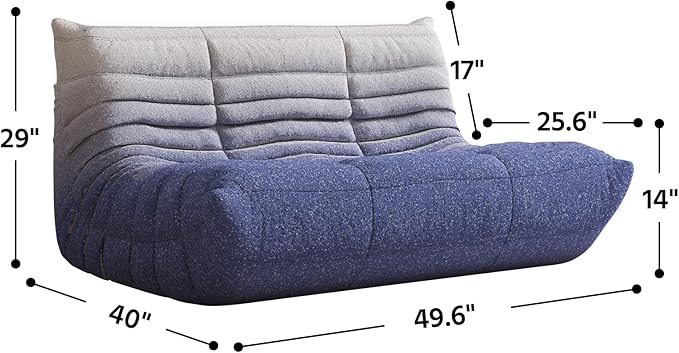 Bean Bag Chair, Fireside Chair, Large Bean Bag Chair for Adults, Bean Bag Chairs for Teens with High-Resilience Foam, Non-Slip Base Floor Lounge Sofa,Living Room (Gradient White-Blue, Loveseat)