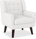 Accent Chairs, Mid-Century Modern Upholstered Living Room Armchair, Comfy Oversized Linen Fabric Single Reading Arm Chair with Tufted Back and Wood Legs for Bedroom, Club (1, Beige)