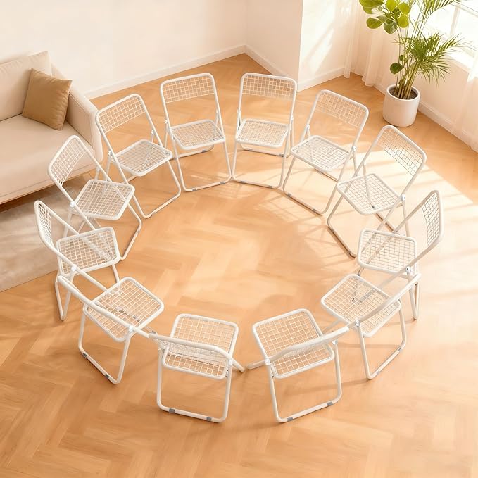 12 Pack Folding Chair,White Color,Single Piece,Foldable Space - Saving Design for Indoor/Outdoor Use