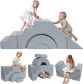 MeMoreCool Modular Kids Sofa – Convertible Foam Couch with Slide & Stair, Playroom & Bedroom Sectional Child Furniture | Soft Washable Cover | Ages 3+ | Grey