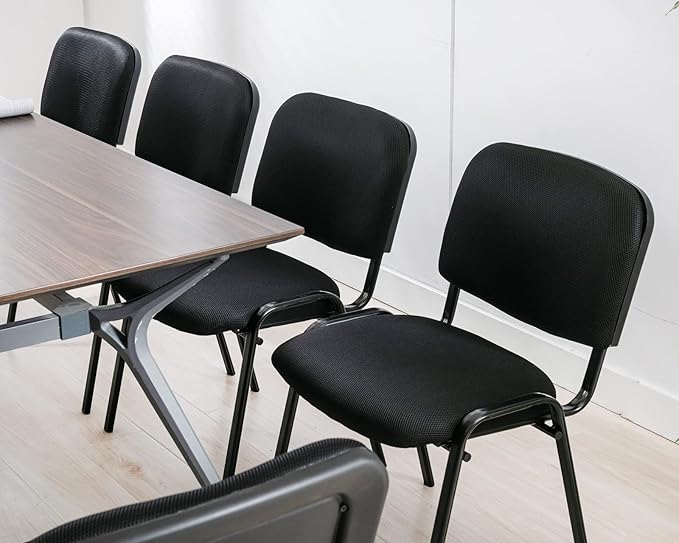 Black Comfort Office Waiting Room Stackable Chairs no Arms, Mesh Ergonomic Reception Chairs Set of 10, Conference Desk Guest Chair for Meeting Room, Lobby, Events, Hall, Training