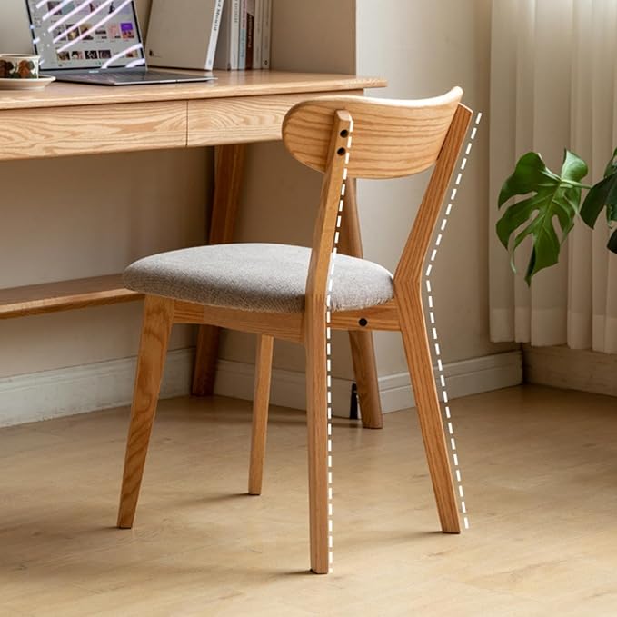 Grewood 100% Solid Oak Wood Dining Chairs,Mid Century Modern Dining Chairs with Upholstered Cushion,Kitchen,Dining Room Chairs Set of 4 (4, Original Color Grey Upholstery)