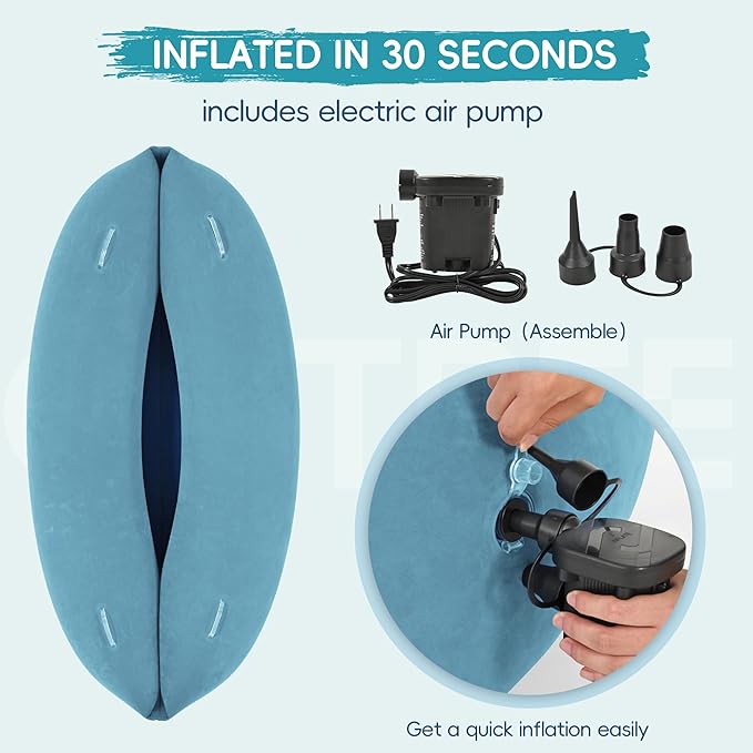 OUTREE Upgraded Sensory Chair for Kids — 60" Sensory Pod Inflatable Peapod for Children, Includes Electric Air Pump,Sensory Toys Giftfor Kids with Autism,Light Blue