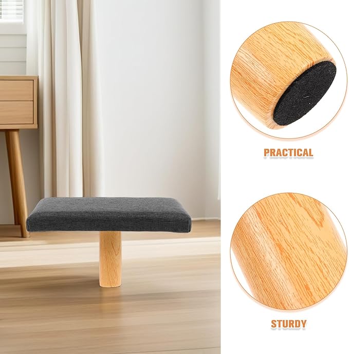 Bench Wood Seiza Stool with Cushion for Prayer and Ergonomic Single-Leg Balance Chair Stable Posture Support Grey Seat for Adults