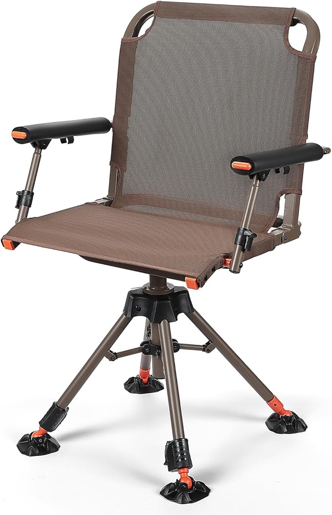 KEMIMOTO Hunting Blind Chair 360 Degree Silent Swivel, 300 Lbs Height Adjustable Quick Folding Portable Comfortable Hunting Deer Fishing Ground Chair