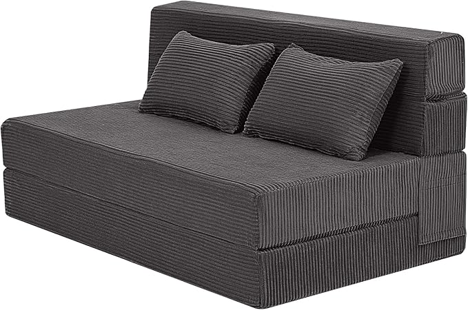 MeMoreCool Boneless Folding Sofa Bed Full, Corduroy Convertible Sleeper Chair, Foldable Foam Mattress Chair, Comfy Fold‑Out Futon Couch Bed, Large Floor Sofa Couch for Living‑Room Guest