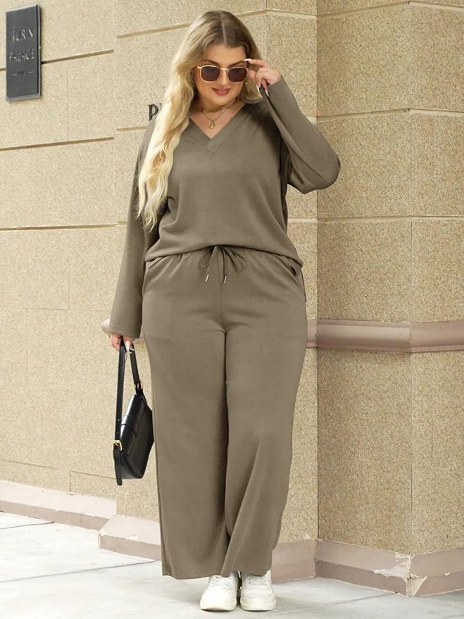 VUTRU Womens 2 Piece Lounge Sets Casual Fall Travel Vacation Outfits Tracksuit Wide Leg Loungewear 2025