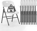 10 Pack Folding Chair, 800 Weight Limit Heavy Duty Plastic Folding Chair Portable Seating for Indoor Outdoor Events, Wedding, Party, Restaurant, Meeting Room White