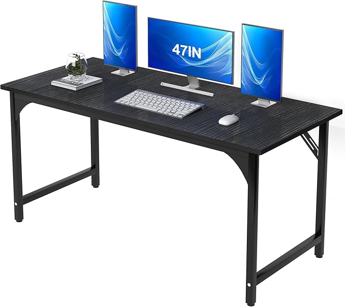 47 X 23.6 inch Computer Desk, Office Desk with Deeper & Thicker Desktop, Modern Simple Study Table with Sturdy Metal Frame & Large Legroom, Study Writing Work Desk for Home Office, Bedroom