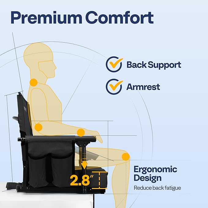 VIVOHOME Stadium Seats with Back Support and Cushion, 2 Pack Portable Bleacher Chairs with Cup Holder and Shoulder Strap