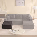 Afuson Cozy Square Ottoman, Comfortable Seating, No Assembly Required, Grey
