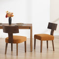 DM Furniture Velvet Dining Room Chairs Set of 2, Mid Century Modern Armless Side Chair with Solid Wood Legs and Curved Backrest for Living Space, Brown